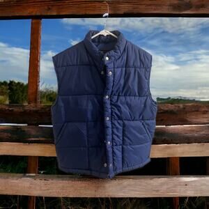 JCPenney Towncraft 80's Men's Quilted Puffer Vest Navy Blue Size Medium Vintage